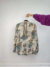 Load image into Gallery viewer, The Silk Floral Brown Beige Pattern Blouse | Vintage 100% silk Le Mie Camicie gey green flower print long sleeve women button up shirt 46 M