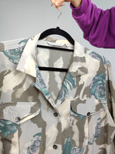 Load image into Gallery viewer, The Silk Floral Brown Beige Pattern Blouse | Vintage 100% silk Le Mie Camicie gey green flower print long sleeve women button up shirt 46 M