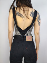 Load image into Gallery viewer, The Swimsuit Black White V Print | Vintage second hand monochrome pattern bathing swim wear body low back top M