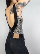 Load image into Gallery viewer, The Swimsuit Black White V Print | Vintage second hand monochrome pattern bathing swim wear body low back top M