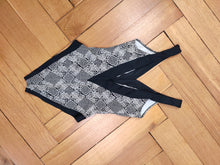 Load image into Gallery viewer, The Swimsuit Black White V Print | Vintage second hand monochrome pattern bathing swim wear body low back top M