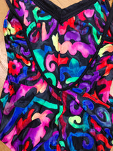 Load image into Gallery viewer, The Swimming Suit Rainbow Leopard Pattern | Vintage second hand bathing swim wear body top Bluepoint print black pink made in Greece DE40 US12 M