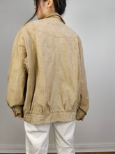 Load image into Gallery viewer, The Suede Leather Beige Bomber Jacket | Vintage 90s Amaretta B.S.M. faux leather cream ivory IT48 M
