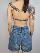 Load image into Gallery viewer, The Swimwear Bikini Pink Purple Print | Vintage second hand pattern two piece bathing swim wear top XS