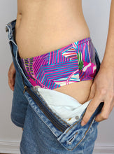 Load image into Gallery viewer, The Swimwear Bikini Pink Purple Print | Vintage second hand pattern two piece bathing swim wear top XS