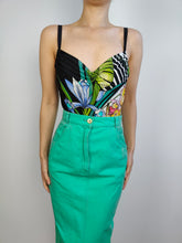 Load image into Gallery viewer, The Swimming Suit Jungle Pattern | Vintage second hand bathing swim wear body top print black Sublime made in Italy S-M