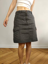 Load image into Gallery viewer, The Armani Jeans Cargo Grey Skirt | Vintage designer cotton mini midi utility skirt S