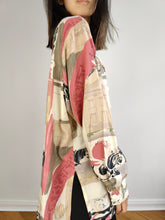 Load image into Gallery viewer, The Peach Cream Pattern Blouse | Vintage viscose pink white print shirt women M