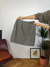 Load image into Gallery viewer, Vintage Luisa Spagnoli wool tartan checker check mini skirt grey designer made in Italy IT44