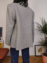 Load image into Gallery viewer, Vintage wool blend blazer blue white checker check tartan pied de poule houndstooth jacket women IT46 EU M