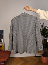 Load image into Gallery viewer, Vintage wool blend blazer blue white checker check tartan pied de poule houndstooth jacket women IT46 EU M