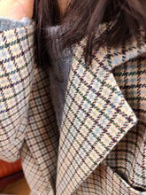 Load image into Gallery viewer, Vintage 100% wool blazer white blue checker check tartan pattern jacket women IT48 M