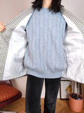 Load image into Gallery viewer, Vintage 100% wool blazer white blue checker check tartan pattern jacket women IT48 M