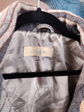 Load image into Gallery viewer, Vintage wool blend dog pattern coat warm jacket doggy animal autumn winter grey navajo L