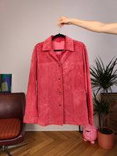 Load image into Gallery viewer, Vintage 100% real suede leather shirt jacket pink red women DE40 M