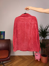 Load image into Gallery viewer, Vintage 100% real suede leather shirt jacket pink red women DE40 M
