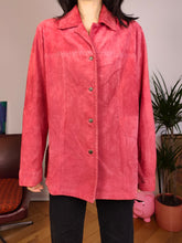 Load image into Gallery viewer, Vintage 100% real suede leather shirt jacket pink red women DE40 M
