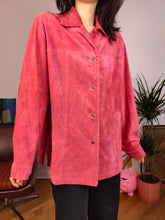 Load image into Gallery viewer, Vintage 100% real suede leather shirt jacket pink red women DE40 M