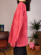 Load image into Gallery viewer, Vintage 100% real suede leather shirt jacket pink red women DE40 M