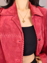 Load image into Gallery viewer, Vintage 100% real suede leather shirt jacket pink red women DE40 M