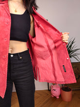 Load image into Gallery viewer, Vintage 100% real suede leather shirt jacket pink red women DE40 M