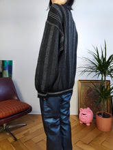 Load image into Gallery viewer, Vintage Cacharel designer wool blend sweater knit black white pattern pullover jumper women men unisex L