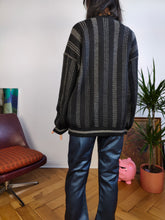 Load image into Gallery viewer, Vintage Cacharel designer wool blend sweater knit black white pattern pullover jumper women men unisex L