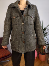 Load image into Gallery viewer, Vintage Moschino Jeans designer wool knit grey blazer winter jacket coat IT 44 S-M