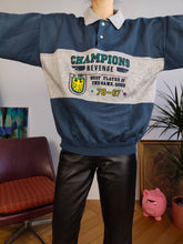 Load image into Gallery viewer, Vintage 90s Champions college sweatshirt sweater pullover jumper university sport polo blue grey women unisex men L