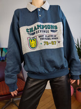 Load image into Gallery viewer, Vintage 90s Champions college sweatshirt sweater pullover jumper university sport polo blue grey women unisex men L