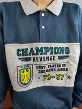 Load image into Gallery viewer, Vintage 90s Champions college sweatshirt sweater pullover jumper university sport polo blue grey women unisex men L