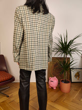 Load image into Gallery viewer, Vintage 100% wool blazer sage green beige check checker pattern pattern jacket women L