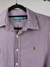 Load image into Gallery viewer, Vintage Ralph Lauren cotton shirt check checker purple button up long sleeve classic fit unisex men M