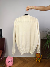 Load image into Gallery viewer, Vintage wool mix cardigan white cream South Coast knit knitted jacket college Italy 48 M