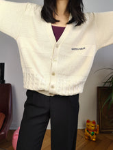 Load image into Gallery viewer, Vintage wool mix cardigan white cream South Coast knit knitted jacket college Italy 48 M