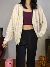 Load image into Gallery viewer, Vintage wool mix cardigan white cream South Coast knit knitted jacket college Italy 48 M