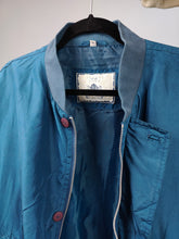 Load image into Gallery viewer, Vintage silk bomber jacket blouson blue light spring summer women unisex men 50 L