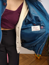 Load image into Gallery viewer, Vintage silk bomber jacket blouson blue light spring summer women unisex men 50 L