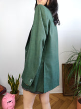 Load image into Gallery viewer, Vintage 100% wool blazer green check pattern jacket women unisex men 48 M