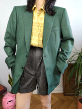 Load image into Gallery viewer, Vintage 100% wool blazer green check pattern jacket women unisex men 48 M