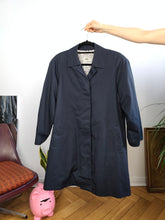 Load image into Gallery viewer, Vintage navy blue trench coat short midi light spring summer women M