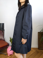 Load image into Gallery viewer, Vintage navy blue trench coat short midi light spring summer women M