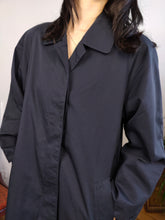 Load image into Gallery viewer, Vintage navy blue trench coat short midi light spring summer women M
