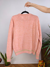 Load image into Gallery viewer, Vintage cashmere lambs wool knit knitted sweater orange argyle diamond pattern pullover jumper women S-M