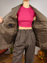 Load image into Gallery viewer, Vintage linen blazer beige brown jacket women unisex men 46 M