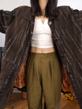 Load image into Gallery viewer, Vintage 100% suede leather coat brown stripe pattern jacket women Yepelin XL-XXL