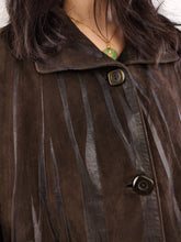 Load image into Gallery viewer, Vintage 100% suede leather coat brown stripe pattern jacket women Yepelin XL-XXL
