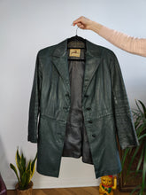 Load image into Gallery viewer, Vintage 100% leather blazer jacket green coat women S
