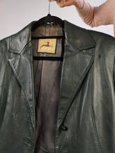 Load image into Gallery viewer, Vintage 100% leather blazer jacket green coat women S
