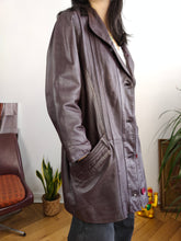 Load image into Gallery viewer, Vintage 100% nappa leather coat burgundy red purple jacket women Matrix 44 M